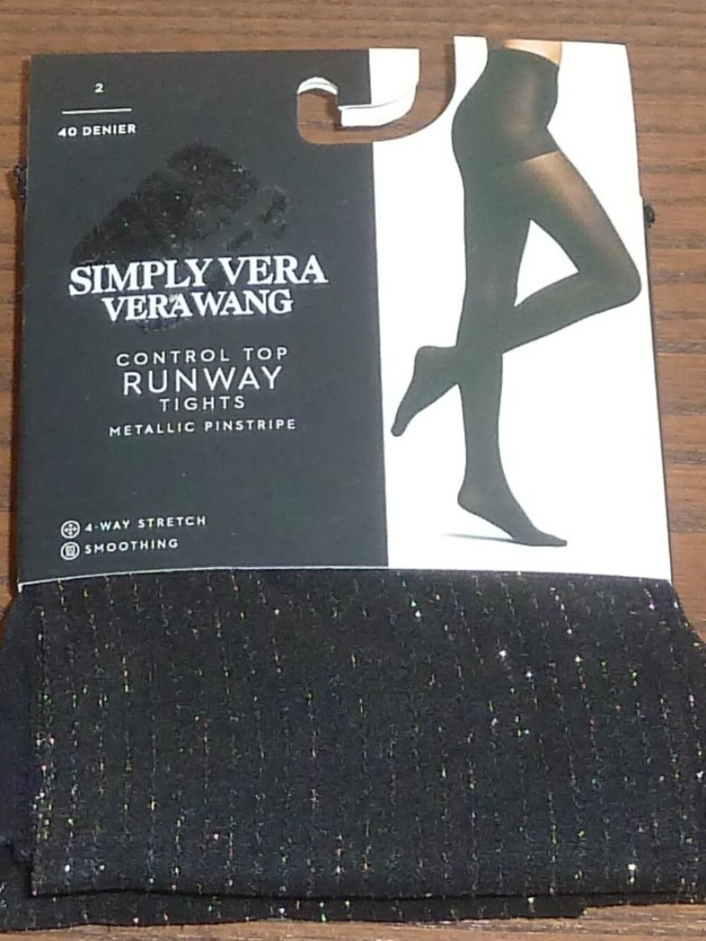 Simply Vera Wang Size 2 Metallic Pinstripe Tights
